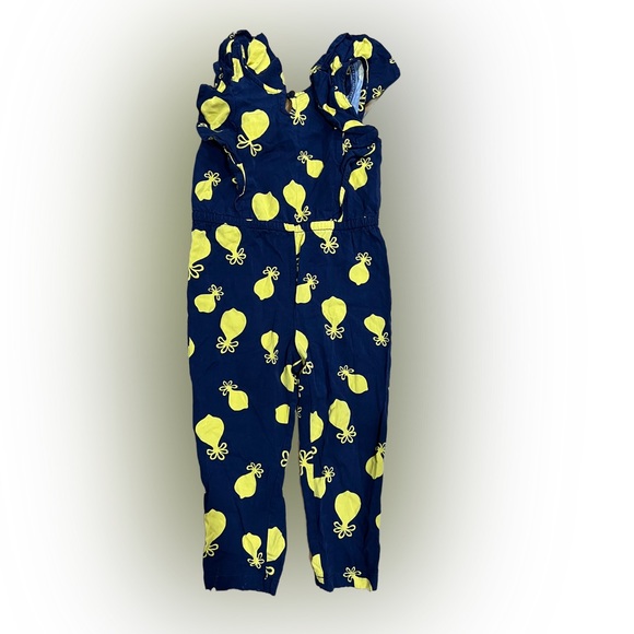 Janie and Jack romper jumpsuit lemon navy yellow 4 4T girls LN - Picture 4 of 5